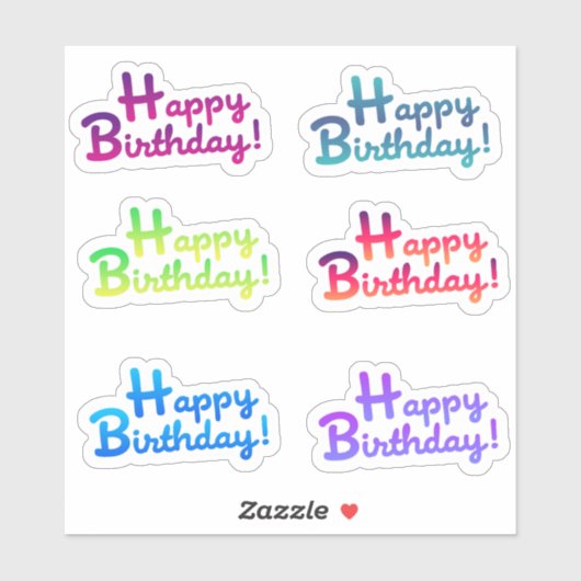 Happy Birthday x6 aangepaste vinyl Sticker zonder  (Vel)