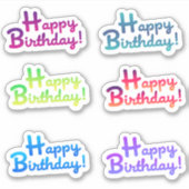 Happy Birthday x6 aangepaste vinyl Sticker zonder  (Voorkant)