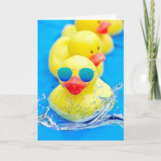 Happy Birthday Yellow Duck in zonnebril Kaart (Voorkant)