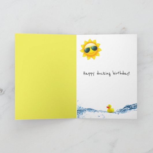 Happy Birthday Yellow Duck in zonnebril Kaart (Binnen)