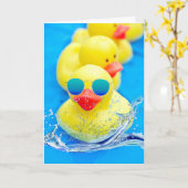 Happy Birthday Yellow Duck in zonnebril Kaart (Gele Bloem)