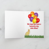 Happy Birthday Yellow Ducking Colorful Balloons Kaart (Binnen)