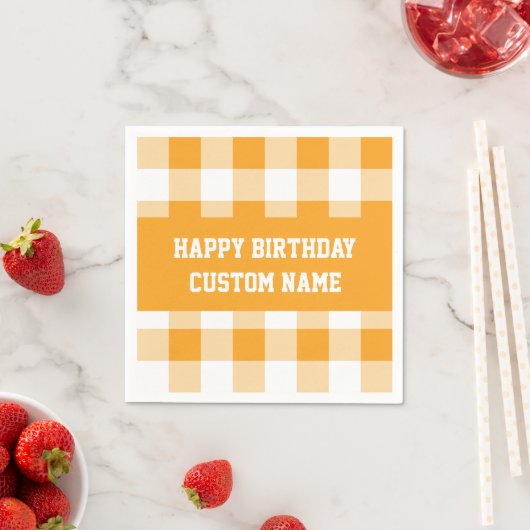 Happy Birthday Yellow Gingham Servet (Insitu)
