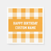 Happy Birthday Yellow Gingham Servet (Voorkant)