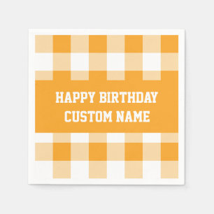 Happy Birthday Yellow Gingham Servet