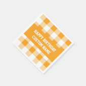 Happy Birthday Yellow Gingham Servet (Hoek)