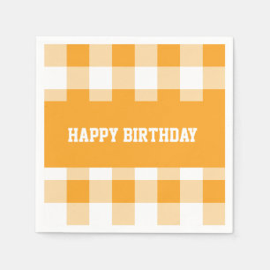 Happy Birthday Yellow Gingham Servet