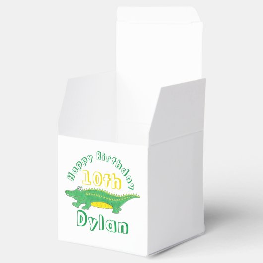 Happy Birthday Yellow Green Alligator Crocodile Bedankdoosjes (Geopend)