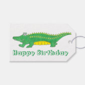Happy Birthday Yellow Green Alligator Crocodile Cadeaulabel (Voorkant (Horizontaal))
