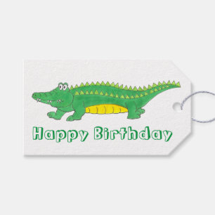Happy Birthday Yellow Green Alligator Crocodile Cadeaulabel