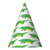 Happy Birthday Yellow Green Alligator Crocodile Feesthoedjes (Voorkant)