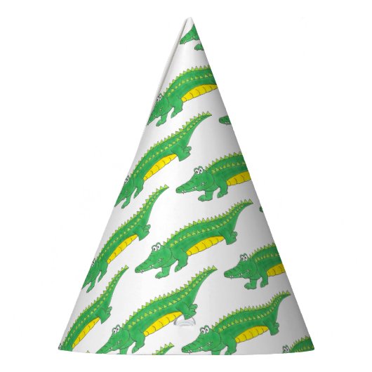 Happy Birthday Yellow Green Alligator Crocodile Feesthoedjes (Links)