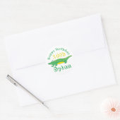 Happy Birthday Yellow Green Alligator Crocodile Ronde Sticker (Envelop)