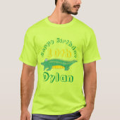 Happy Birthday Yellow Green Alligator Crocodile T-shirt (Voorkant)
