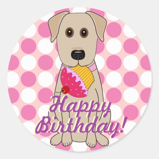 Happy Birthday Yellow Labrador Stickers (Voorkant)