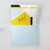 Happy Birthday Yellow Light Blue White Kaart (Binnen)