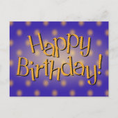 Happy Birthday Yellow Polka Dot Text Blue Bkgrd Briefkaart (Voorkant)