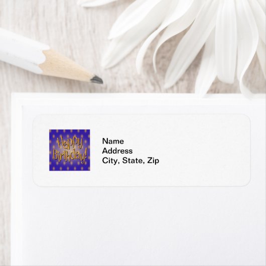 Happy Birthday Yellow Polka Dot Text Blue Bkgrd Etiket (Insitu)