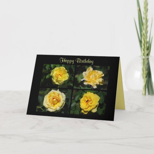 Happy Birthday Yellow Roses Collage Kaart (Voorkant)