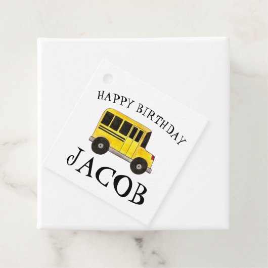 Happy Birthday Yellow School Bus Classroom-behande Bedankjes Labels (In situ)