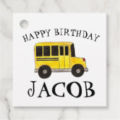Happy Birthday Yellow School Bus Classroom-behande Bedankjes Labels (Voorkant)