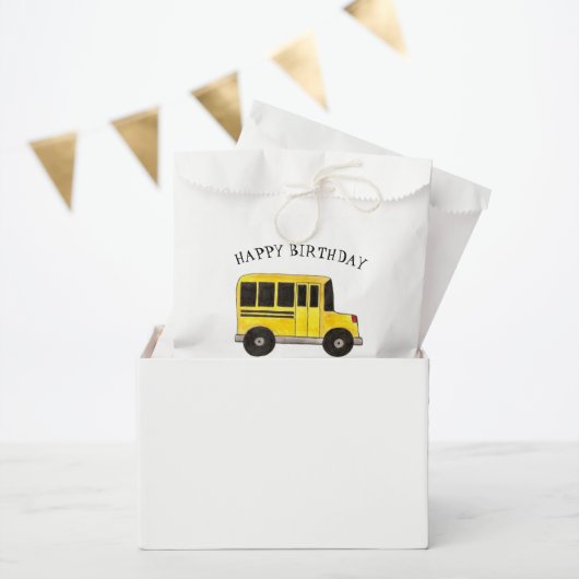 Happy Birthday Yellow School Bus Classroom-behande Bedankzakje (Feest)