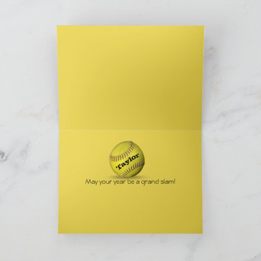 Happy Birthday Yellow Softball collectie Kaart (Binnen)