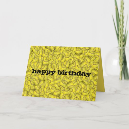 Happy Birthday Yellow Softball collectie Kaart (Voorkant)