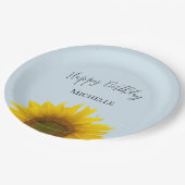 Happy Birthday Yellow Sunflower Elegant Papieren Bordje (Gekanteld)
