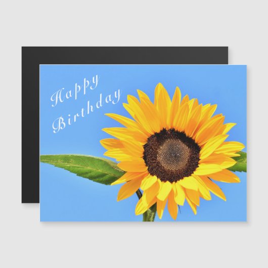 Happy Birthday - Yellow Sunflower op Blue Sky (Voorkant / Achterkant)