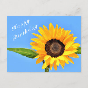 Happy Birthday - Yellow Sunflower op Blue Sky Briefkaart
