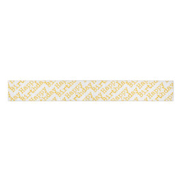 Happy Birthday Yellow Typography Celebration Grosgrain Lint