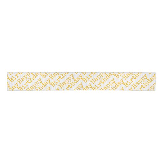 Happy Birthday Yellow Typography Celebration Grosgrain Lint (Voorkant)