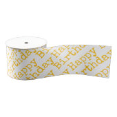 Happy Birthday Yellow Typography Celebration Grosgrain Lint (Spoel)