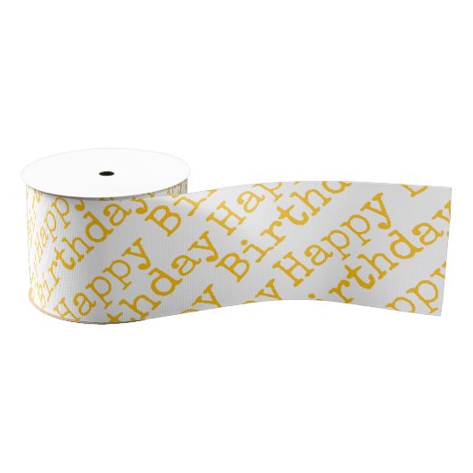 Happy Birthday Yellow Typography Celebration Grosgrain Lint (Spoel)