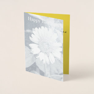 Happy Birthday Yellow Zonnebloem Zilverfolie Kaart