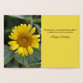 Happy Birthday Yellow Zonnebloem Zilverfolie Kaart (Binnen)