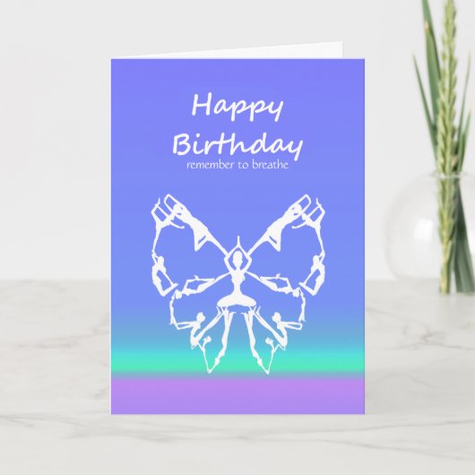 Happy Birthday Yoga Poses Butterfly Breathe Card Kaart (Voorkant)