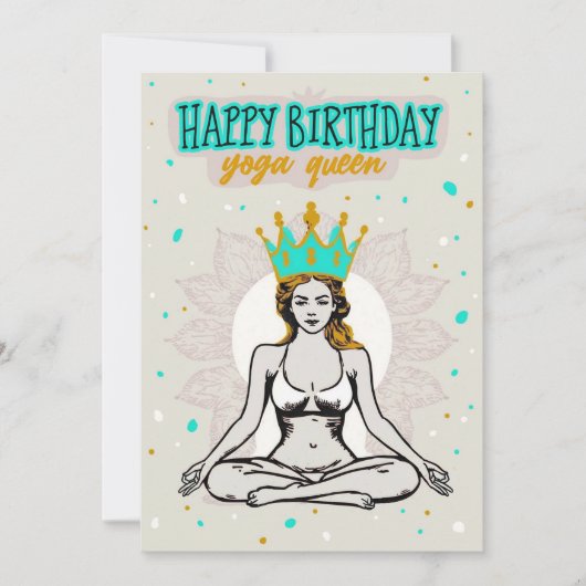 Happy Birthday Yoga Queen Kaart (Voorkant)