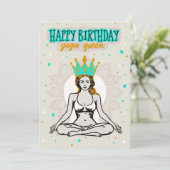 Happy Birthday Yoga Queen Kaart (Staand voorkant)