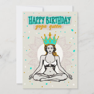 Happy Birthday Yoga Queen Kaart