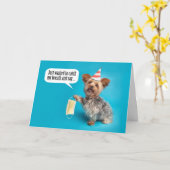 Happy Birthday Yorkie Dog met gezichtsmasker Kaart (Gele Bloem)