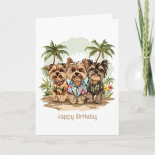 Happy Birthday Yorkie Dogs Hawaiian Shirten Kaart