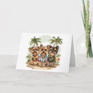 Happy Birthday Yorkie Dogs Hawaiian Shirten Kaart