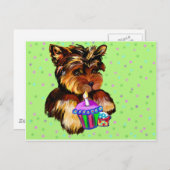 HAPPY BIRTHDAY YORKIE POO BRIEFKAART (Voorkant / Achterkant)