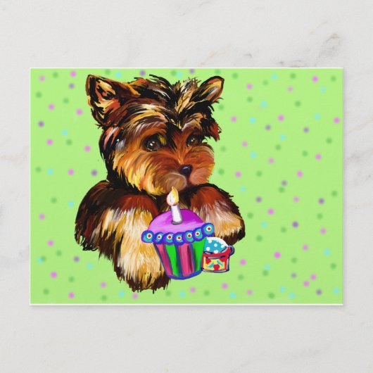 HAPPY BIRTHDAY YORKIE POO BRIEFKAART (Voorkant)
