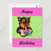 HAPPY BIRTHDAY YORKIE POO BRIEFKAART (Voorkant / Achterkant)