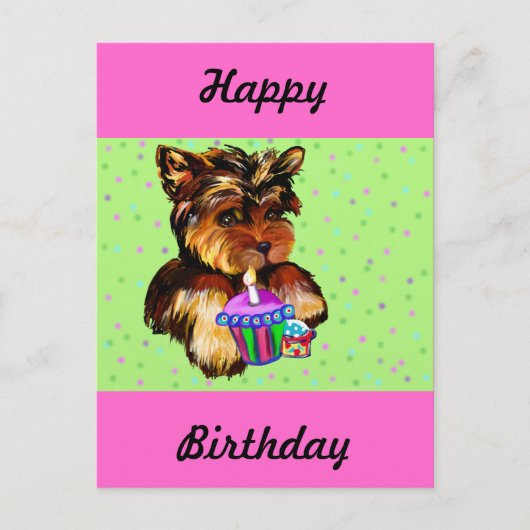 HAPPY BIRTHDAY YORKIE POO BRIEFKAART (Voorkant)