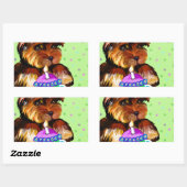HAPPY BIRTHDAY YORKIE POO RECHTHOEKIGE STICKER (Vel)