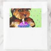 HAPPY BIRTHDAY YORKIE POO RECHTHOEKIGE STICKER (Tas)